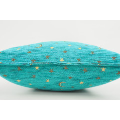 Turkish Fabric Pillow 18x18, Turquoise Blue Arabian Night Pattern Decorative Ottoman Fabric Pillow