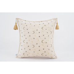 Turkish Fabric Pillow 18x18,Beige Arabian Night Pattern Decorative Ottoman Fabric Pillow