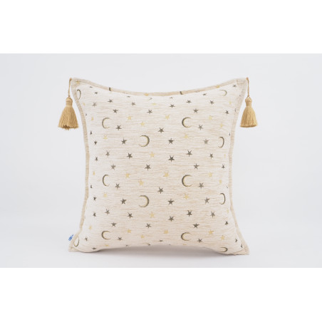 Turkish Fabric Pillow 18x18,Beige Arabian Night Pattern Decorative Ottoman Fabric Pillow