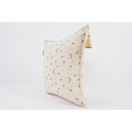 Fabric Pillow, Fabric Pillow 18x18, Beige Arabian NIght Pattern Turkish Fabric Pillow Cover, Decorative Accent and Throw Pillow