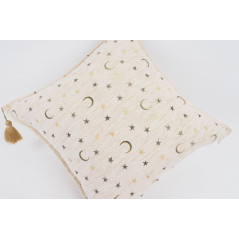 Turkish Fabric Pillow 18x18,Beige Arabian Night Pattern Decorative Ottoman Fabric Pillow