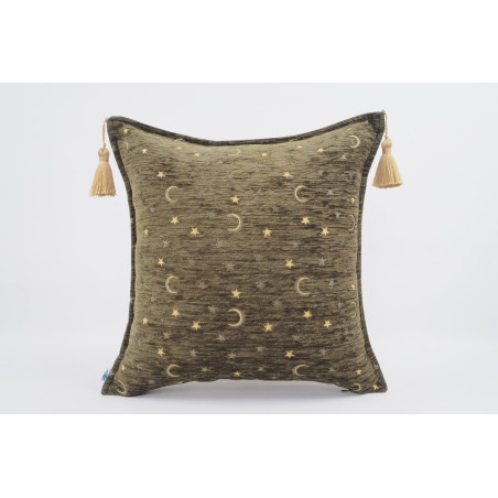 Turkish Fabric Pillow 18x18,Moss Green Arabian Night Pattern Decorative Ottoman Fabric Pillow