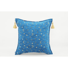 Turkish Fabric Pillow 18x18,Navy Blue Arabian Night Pattern Decorative Ottoman Fabric Pillow