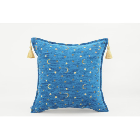 Turkish Fabric Pillow 18x18,Navy Blue Arabian Night Pattern Decorative Ottoman Fabric Pillow