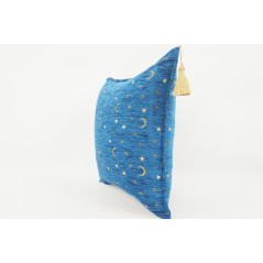 Turkish Fabric Pillow 18x18,Navy Blue Arabian Night Pattern Decorative Ottoman Fabric Pillow