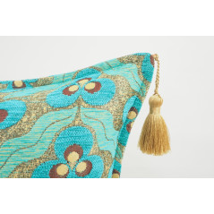 Turkish Fabric Pillow 18x18, Turquoise Blue Tiger Eye Decorative Ottoman Fabric Pillow