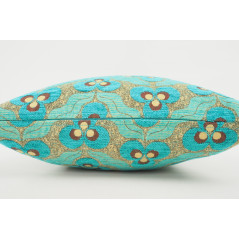 Turkish Fabric Pillow 18x18, Turquoise Blue Tiger Eye Decorative Ottoman Fabric Pillow