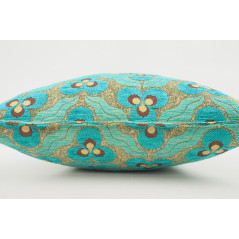 Turkish Fabric Pillow 18x18, Turquoise Blue Tiger Eye Decorative Ottoman Fabric Pillow
