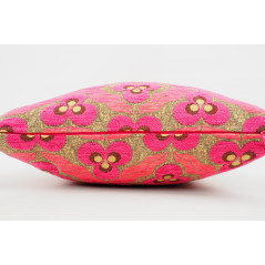 Turkish Fabric Pillow 18x18, Pink Tiger Eye Pattern Decorative Ottoman Fabric Pillow