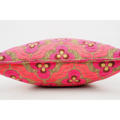 Turkish Fabric Pillow 18x18, Pink Tiger Eye Pattern Decorative Ottoman Fabric Pillow