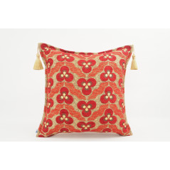 Turkish Fabric Pillow 18x18, Red Tiger Eye Pattern Decorative Ottoman Fabric Pillow