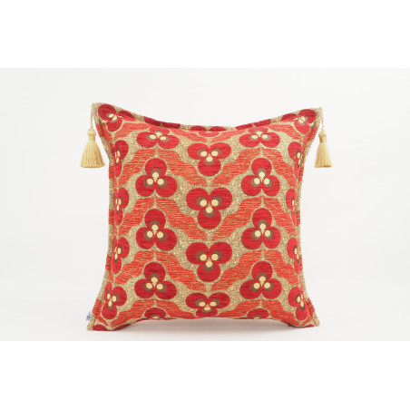 Turkish Fabric Pillow 18x18, Red Tiger Eye Pattern Decorative Ottoman Fabric Pillow
