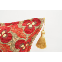 Turkish Fabric Pillow 18x18, Red Tiger Eye Pattern Decorative Ottoman Fabric Pillow