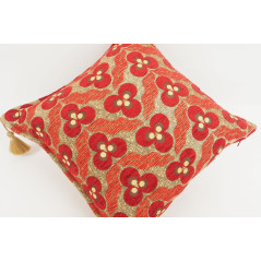 Turkish Fabric Pillow 18x18, Red Tiger Eye Pattern Decorative Ottoman Fabric Pillow
