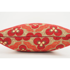 Turkish Fabric Pillow 18x18, Red Tiger Eye Pattern Decorative Ottoman Fabric Pillow