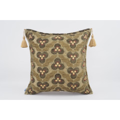 Turkish Fabric Pillow 18x18, Moss Green Tiger Eye Pattern Decorative Ottoman Fabric Pillow