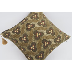 Turkish Fabric Pillow 18x18, Moss Green Tiger Eye Pattern Decorative Ottoman Fabric Pillow
