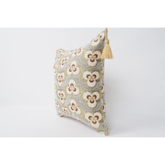 Fabric Pillow, Fabric Pillow 18x18, Beige Tiger Eyes Pattern Turkish Fabric Pillow Cover, Decorative Accent and Throw Pillow