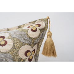 Turkish Fabric Pillow 18x18, Beige Tiger Eye Pattern Decorative Ottoman Fabric Pillow