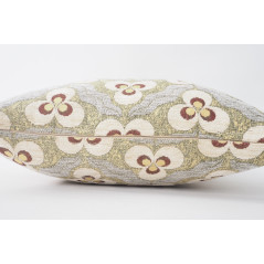 Turkish Fabric Pillow 18x18, Beige Tiger Eye Pattern Decorative Ottoman Fabric Pillow