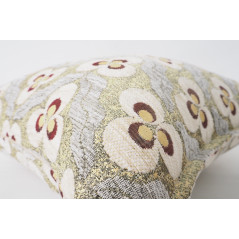 Turkish Fabric Pillow 18x18, Beige Tiger Eye Pattern Decorative Ottoman Fabric Pillow