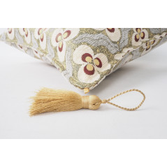 Turkish Fabric Pillow 18x18, Beige Tiger Eye Pattern Decorative Ottoman Fabric Pillow