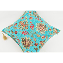 Fabric Pillow,Fabric Pillow 18x18,Turquoise Blue Topkapi Palace Tulip Pattern Turkish Jacquard Fabric Pillow Cover,Throw Pillow