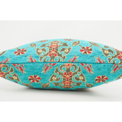 Fabric Pillow,Fabric Pillow 18x18,Turquoise Blue Topkapi Palace Tulip Pattern Turkish Jacquard Fabric Pillow Cover,Throw Pillow