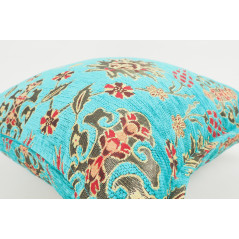 Fabric Pillow,Fabric Pillow 18x18,Turquoise Blue Topkapi Palace Tulip Pattern Turkish Jacquard Fabric Pillow Cover,Throw Pillow