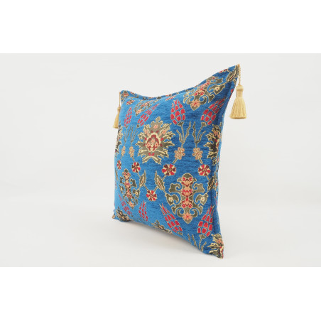 Fabric Pillow,Fabric Pillow 18x18,Navy Blue Topkapi Palace Tulip Pattern Turkish Jacquard Fabric Pillow,Bohemian Throw Pillow