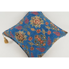 Fabric Pillow,Fabric Pillow 18x18,Navy Blue Topkapi Palace Tulip Pattern Turkish Jacquard Fabric Pillow,Bohemian Throw Pillow