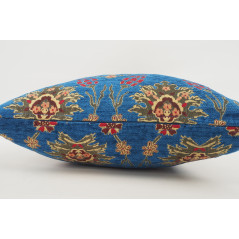 Fabric Pillow,Fabric Pillow 18x18,Navy Blue Topkapi Palace Tulip Pattern Turkish Jacquard Fabric Pillow,Bohemian Throw Pillow