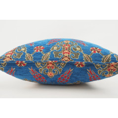 Fabric Pillow,Fabric Pillow 18x18,Navy Blue Topkapi Palace Tulip Pattern Turkish Jacquard Fabric Pillow,Bohemian Throw Pillow