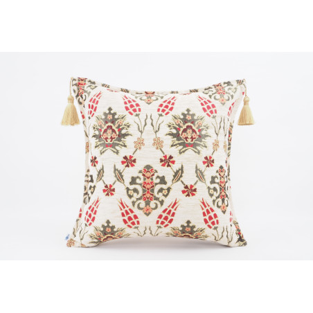Fabric Pillow,Fabric Pillow 18x18,Beige Topkapi Palace Tulip Pattern Turkish Fabric Pillow Cover,Decorative Pillow ,Throw Pillow