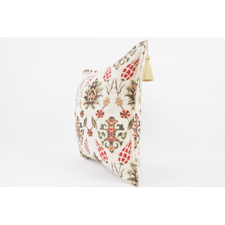Fabric Pillow,Fabric Pillow 18x18,Beige Topkapi Palace Tulip Pattern Turkish Fabric Pillow Cover,Decorative Pillow ,Throw Pillow