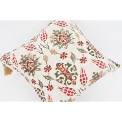 Fabric Pillow,Fabric Pillow 18x18,Beige Topkapi Palace Tulip Pattern Turkish Fabric Pillow Cover,Decorative Pillow ,Throw Pillow