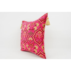 Fabric Pillow,Fabric Pillow 18x18,Mazenda Pink Carnation Pattern Turkish Fabric Pillow Cover,Decorative Accent and Throw Pillow
