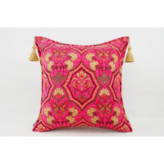 Fabric Pillow,Fabric Pillow 18x18,Mazenda Pink Carnation Pattern Turkish Fabric Pillow Cover,Decorative Accent and Throw Pillow
