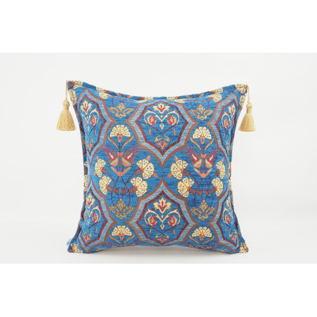 Fabric Pillow, Fabric Pillow 18x18, Navy Blue Carnation Pattern Turkish Fabric Pillow Cover, Decorative Accent and Throw Pillow