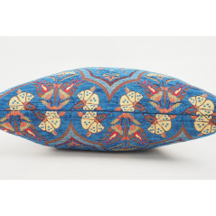 Fabric Pillow, Fabric Pillow 18x18, Navy Blue Carnation Pattern Turkish Fabric Pillow Cover, Decorative Accent and Throw Pillow