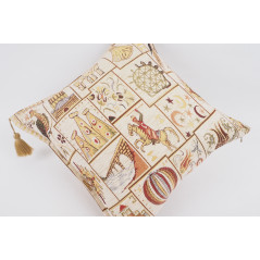 Turkish Fabric Pillow 18x18,Beige Dream Pattern Decorative Ottoman Fabric Pillow