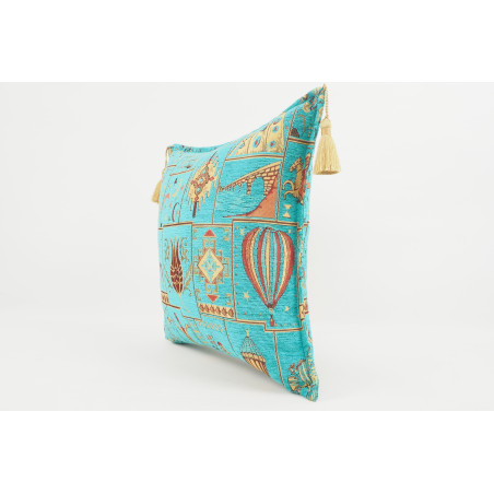 Fabric Pillow,Fabric Pillow 18x18,Turquoise Blue Turkish Dream Pattern Turkish Fabric Pillow Cover,Decorative and Throw Pillow