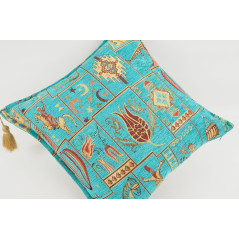 Fabric Pillow,Fabric Pillow 18x18,Turquoise Blue Turkish Dream Pattern Turkish Fabric Pillow Cover,Decorative and Throw Pillow