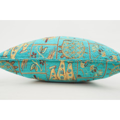 Fabric Pillow,Fabric Pillow 18x18,Turquoise Blue Turkish Dream Pattern Turkish Fabric Pillow Cover,Decorative and Throw Pillow