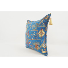 Fabric Pillow,Fabric Pillow 18x18,Navy Blue Turkish Dream Pattern Turkish Fabric Pillow Cover,Decorative Accent and Throw Pillow