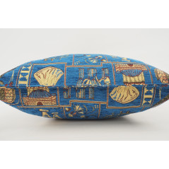Turkish Fabric Pillow 18x18, Navy Blue Dream Pattern Decorative Ottoman Fabric Pillow