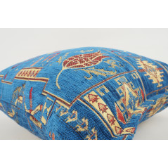Turkish Fabric Pillow 18x18, Navy Blue Dream Pattern Decorative Ottoman Fabric Pillow