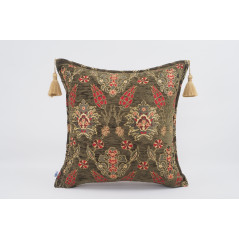 Fabric Pillow, Fabric Pillow 18x18, Moss Green Topkapi Palace Tulip Pattern Turkish Fabric Pillow Cover,Decorative Throw Pillow