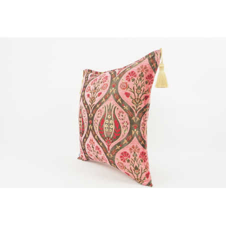 Fabric Pillow, Fabric Pillow 18x18, Pale Pink Morocco Pattern Tulip Turkish Fabric Pillow, Decorative Accent and Throw Pillow