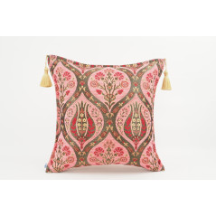 Fabric Pillow, Fabric Pillow 18x18, Pale Pink Morocco Pattern Tulip Turkish Fabric Pillow, Decorative Accent and Throw Pillow